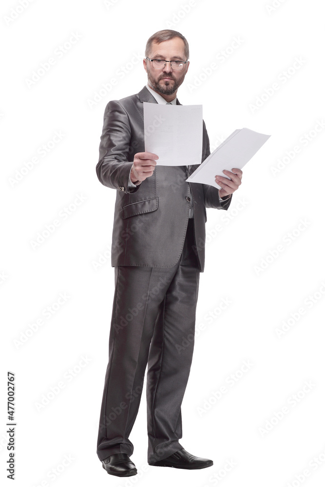 Executive business man with documents. isolated on a white background. Executive business man with documents. isolated on a white background.
