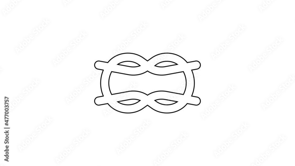 Black line Nautical rope knots icon isolated on white background. Rope tied in a knot. 4K Video motion graphic animation Black line Nautical rope knots icon isolated on white background. Rope tied in a knot. 4K Video motion graphic animation