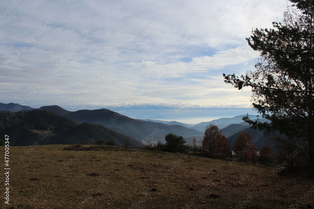 Naklejka premium Mountain landscape of The Pyrenees near the small town of Ripoll, Catalonia, Spain, Europe