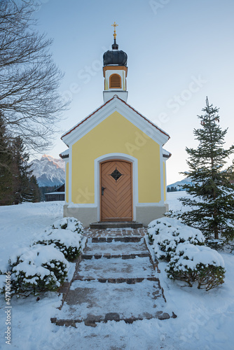 pilgrimage chapel Maria Rast Buckelwiesen landscape in winter