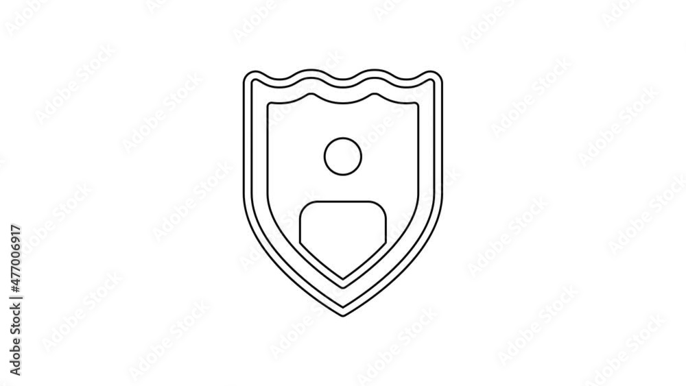 Black line Life insurance with shield icon isolated on white background. Security, safety, protection, protect concept. 4K Video motion graphic animation Black line Life insurance with shield icon isolated on white background. Security, safety, protection, protect concept. 4K Video motion graphic animation