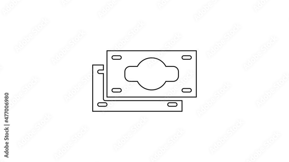 Black line Stacks paper money cash icon isolated on white background. Money banknotes stacks. Bill currency. 4K Video motion graphic animation Black line Stacks paper money cash icon isolated on white background. Money banknotes stacks. Bill currency. 4K Video motion graphic animation