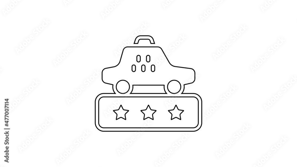 Black line Taxi service rating icon isolated on white background. 4K Video motion graphic animation Black line Taxi service rating icon isolated on white background. 4K Video motion graphic animation