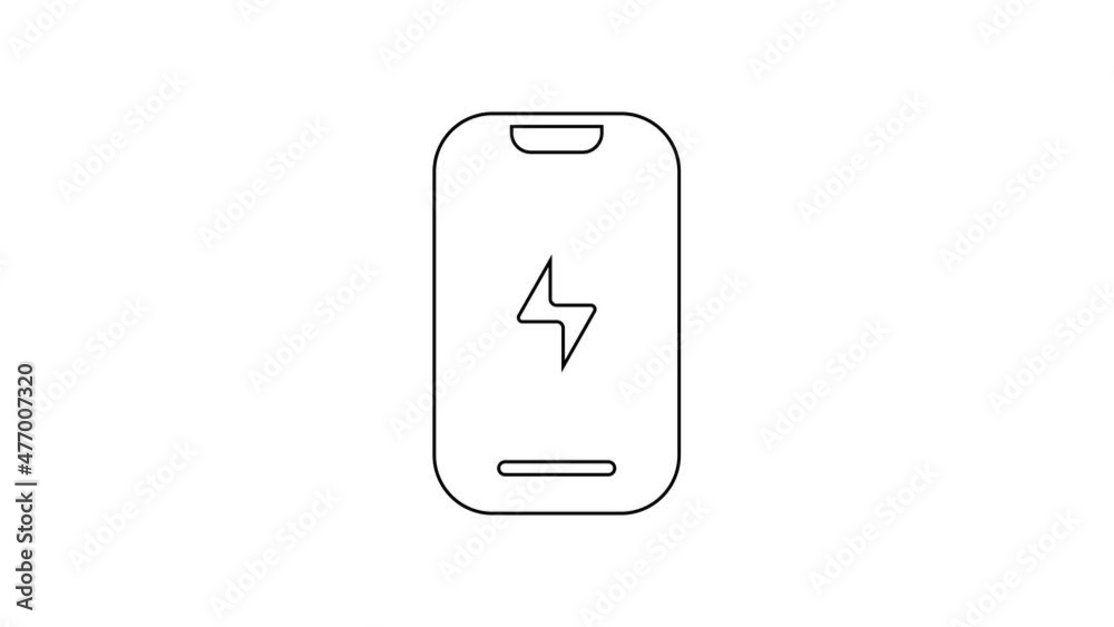 Black line Smartphone, mobile phone icon isolated on white background. 4K Video motion graphic animation Black line Smartphone, mobile phone icon isolated on white background. 4K Video motion graphic animation