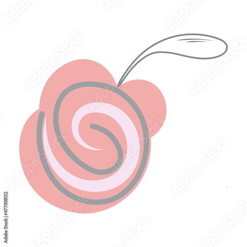 Pink washcloth flat icon. Bath accessories for bathing, cleaning, washing the body. Shower sponge. Cleanliness and hygiene concept. Isolated vector illustration for web design. Flat style. Minimalism.