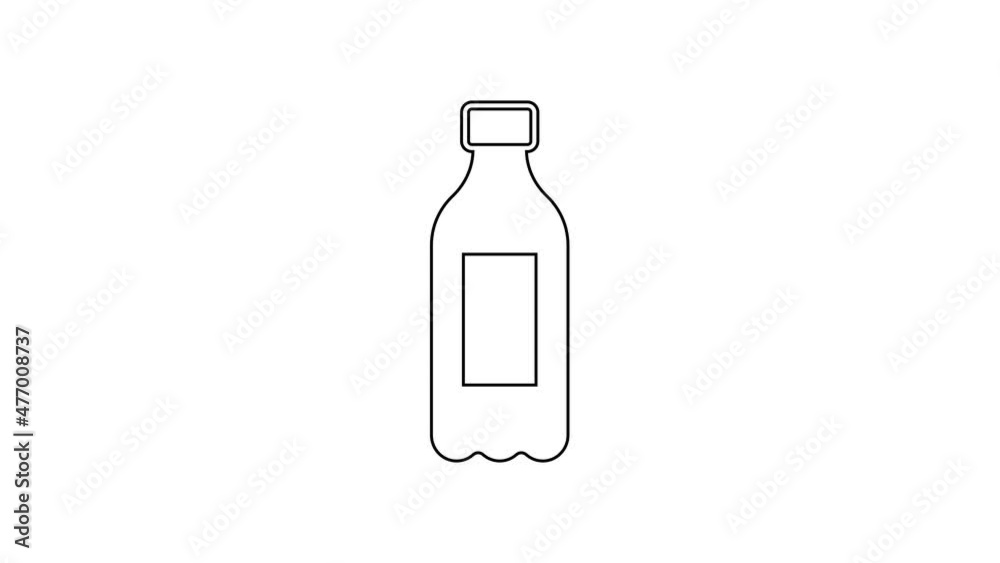 Black line Bottle of water icon isolated on white background. Soda aqua drink sign. 4K Video motion graphic animation Black line Bottle of water icon isolated on white background. Soda aqua drink sign. 4K Video motion graphic animation