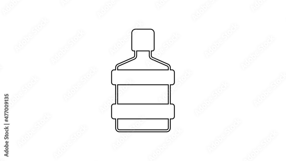 Black line Big bottle with clean water icon isolated on white background. Plastic container for the cooler. 4K Video motion graphic animation Black line Big bottle with clean water icon isolated on white background. Plastic container for the cooler. 4K Video motion graphic animation