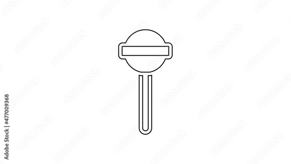 Black line Lollipop icon isolated on white background. Food, delicious symbol. 4K Video motion graphic animation