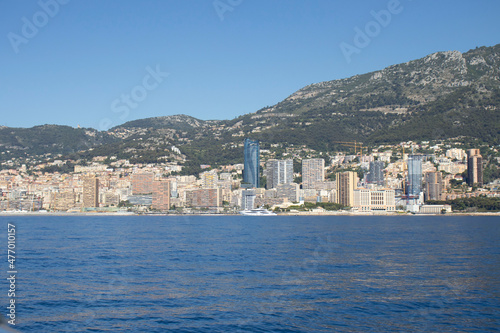 Monaco, view of the Principality of Monaco from the sea.