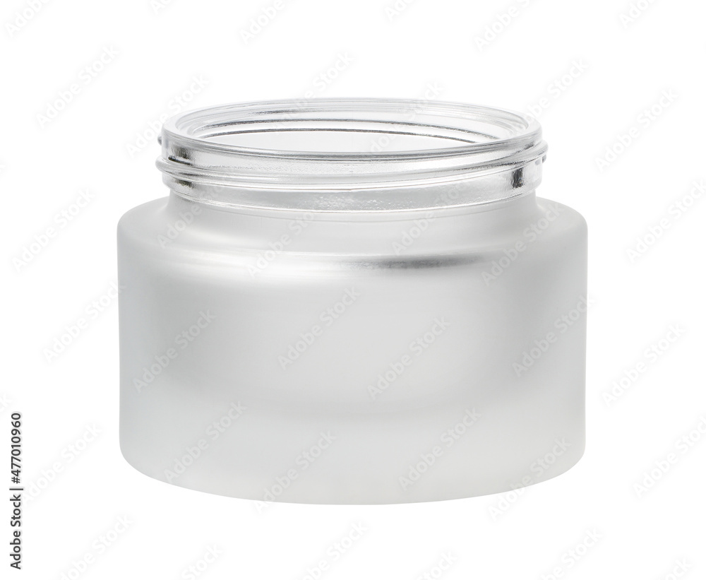 Glass cream jar cosmetic packaging (with clipping path) isolated on white background Glass cream jar cosmetic packaging (with clipping path) isolated on white background
