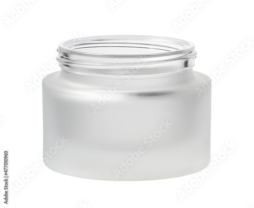 Glass cream jar cosmetic packaging (with clipping path) isolated on white background
