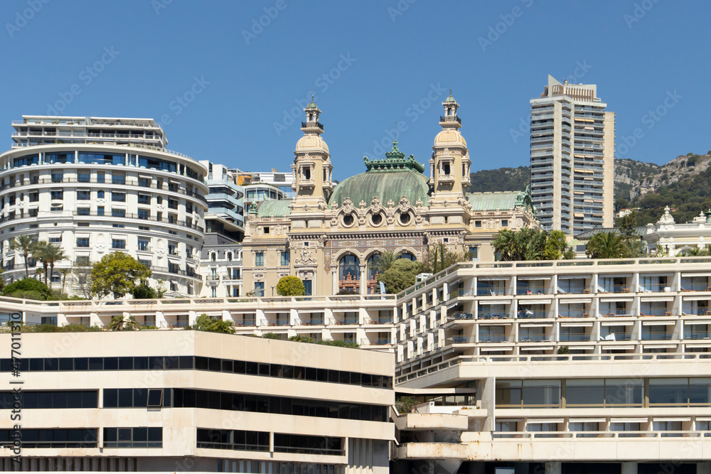 Monaco, view of the theater from the sea.