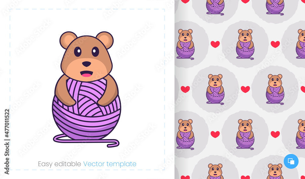 Cute bear mascot character. Can be used for stickers, pattern, patches, textiles, paper. Vector illustration Cute bear mascot character. Can be used for stickers, pattern, patches, textiles, paper. Vector illustration