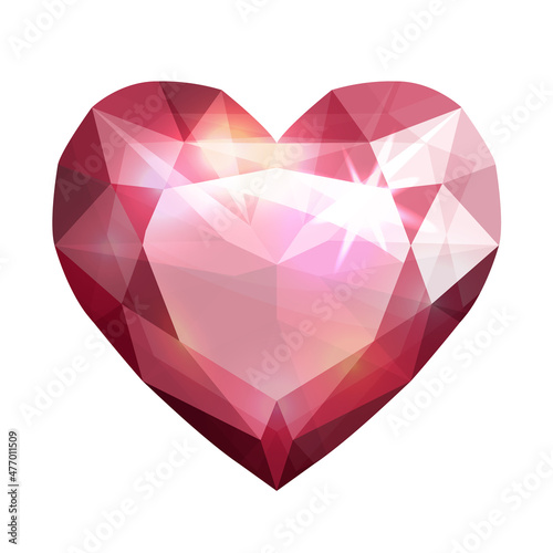 Red heart-shaped gemstone vector illustration
