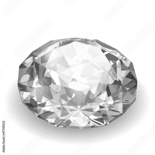 Shiny transparent reaslitic diamond vector illustration on white background