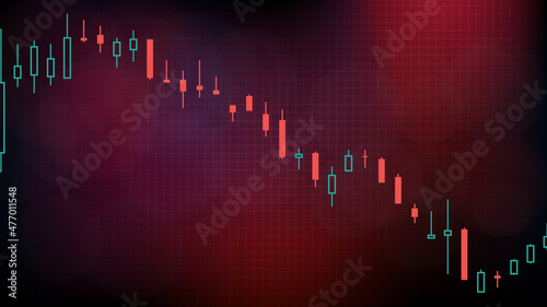 abstract futuristic technology background of downtrend stock and hollow candle