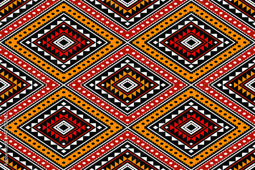 Geometric ethnic oriental seamless pattern traditional Design for background,carpet,wallpaper.clothing,wrapping,Batik fabric,Vector illustration.embroidery style - Sadu, sadou, sadow or sado