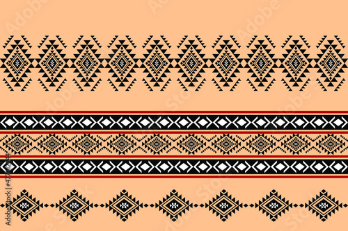 Geometric ethnic oriental seamless pattern traditional Design for background,carpet,wallpaper.clothing,wrapping,Batik fabric,Vector illustration.embroidery style - Sadu, sadou, sadow or sado