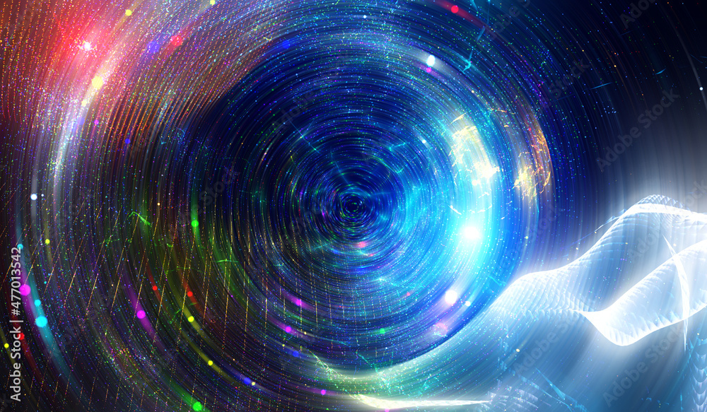 Abstract multicolored geometric illustration with circles. Blurred background of the movement of lines. Abstract multicolored geometric illustration with circles. Blurred background of the movement of lines.