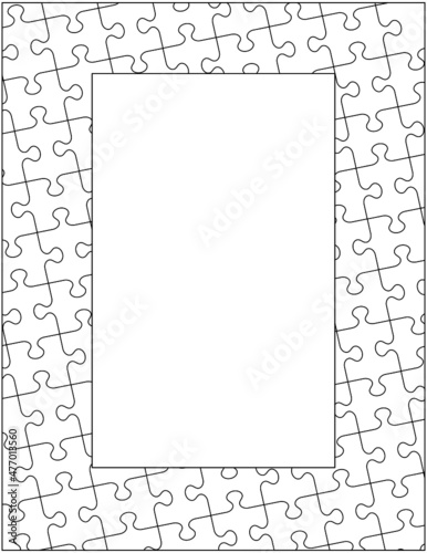 Abstract decorative wide frame or border with jigsaw puzzle pattern for writing paper, diary, journal, notebook, etc.
