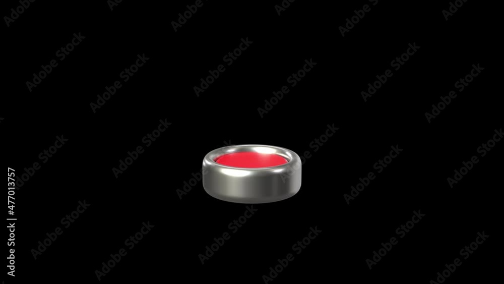 Arm push the red button with finger - 3d render with alpha channel.