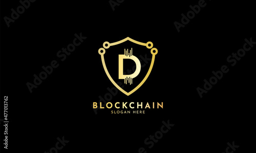 Crypto coin logos. Initial letter D logo, icon - Vector Digital money, block chain, finance symbol. Connect technology and digital, gold currency data concept for your corporate identity