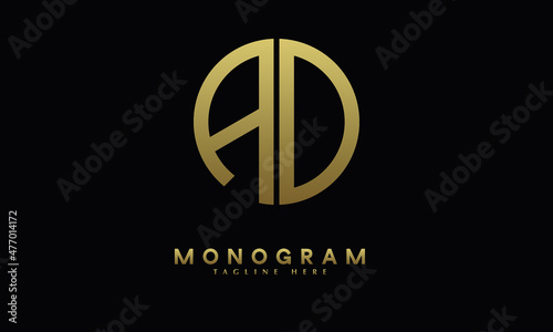 Alphabet AO or OA illustration monogram vector logo template in round shape
