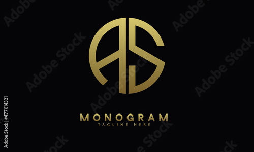Alphabet AS or SA illustration monogram vector logo template in round shape