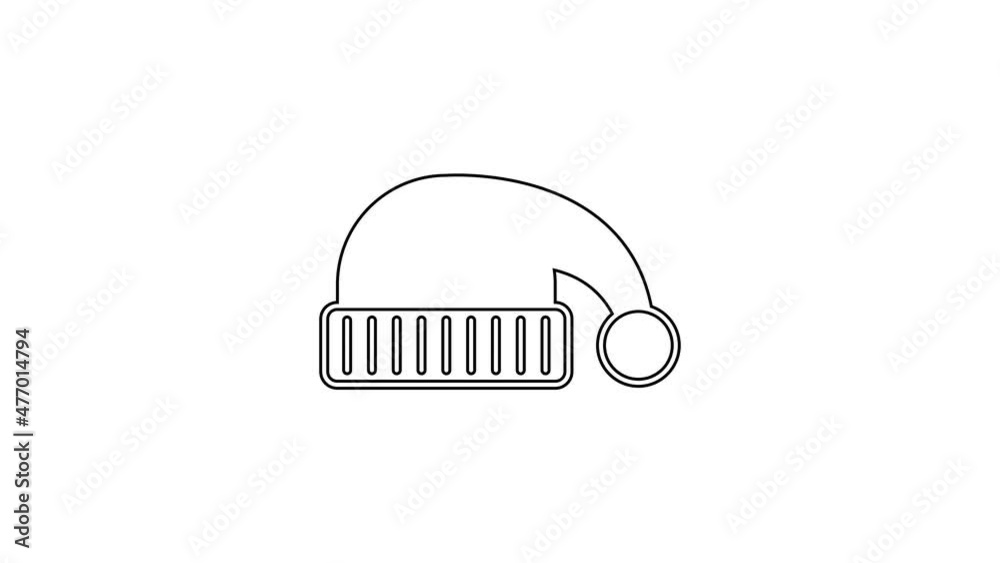 Black line Sleeping hat icon isolated on white background. Cap for sleep. 4K Video motion graphic animation Black line Sleeping hat icon isolated on white background. Cap for sleep. 4K Video motion graphic animation