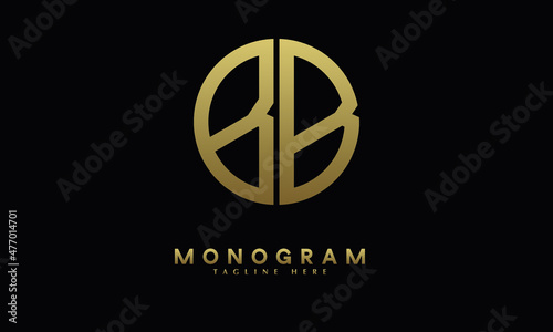 Alphabet BB or BB illustration monogram vector logo template in round shape