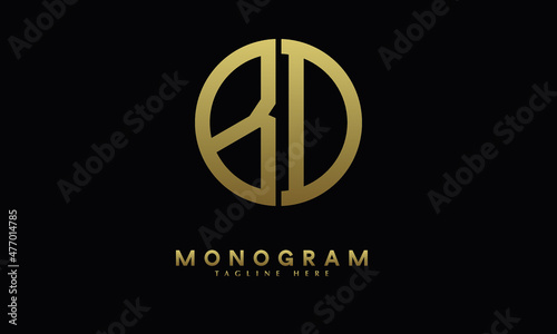 Alphabet BD or DB illustration monogram vector logo template in round shape