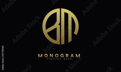 Alphabet BM or MB illustration monogram vector logo template in round shape