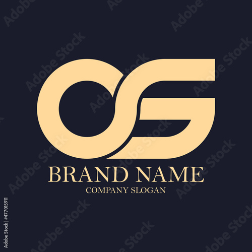 Letter OG or OS logo design template in gold color with infinity icon concept. Luxury template for companies or premium products.
