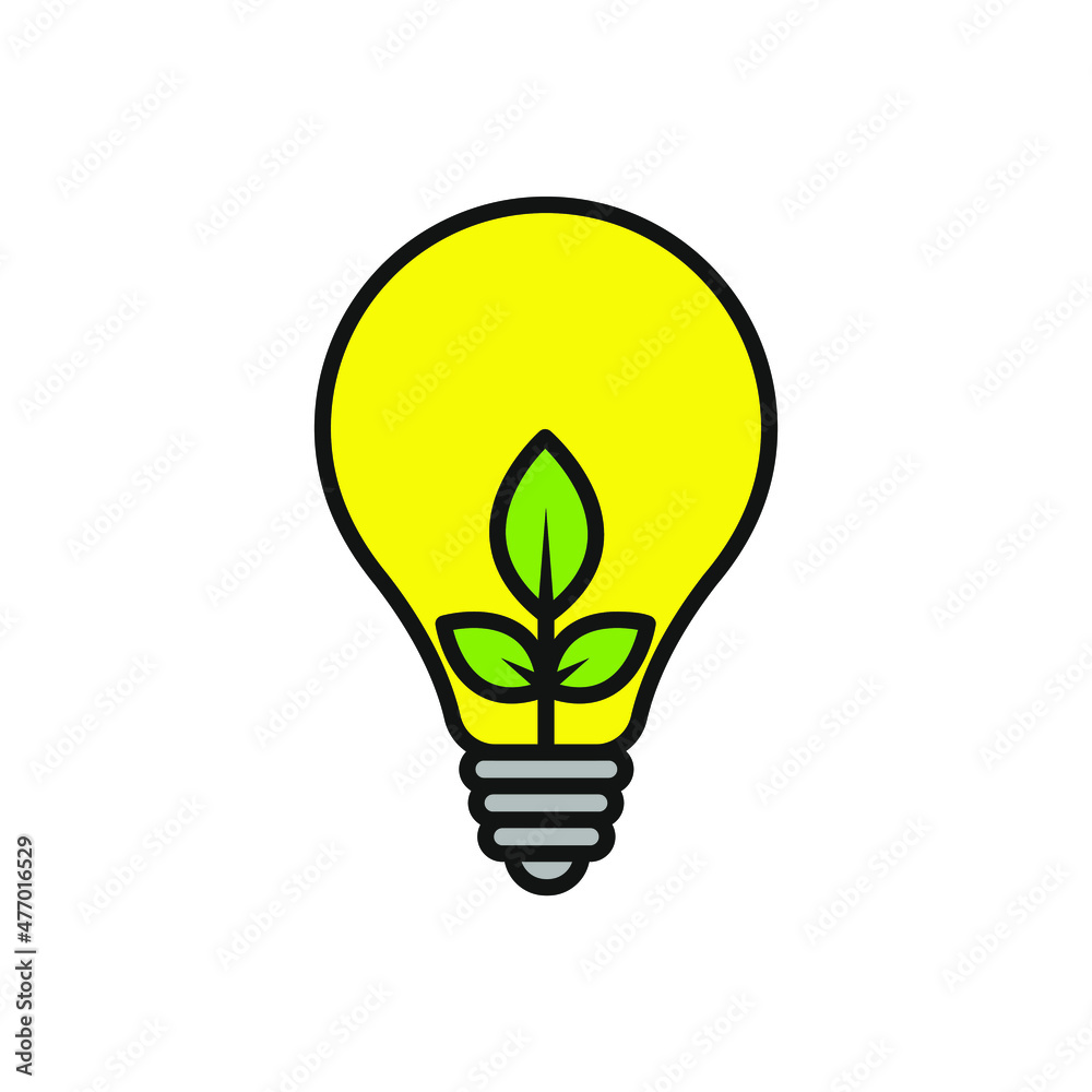 light bulb with green leaf icon vector light bulb with green leaf icon vector