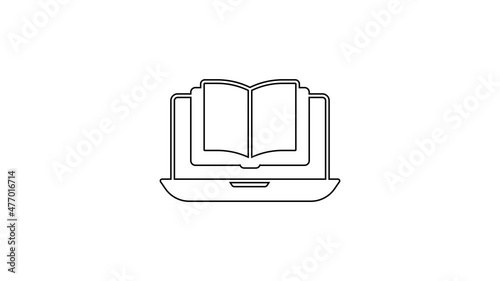Black line Online class icon isolated on white background. Online education concept. 4K Video motion graphic animation