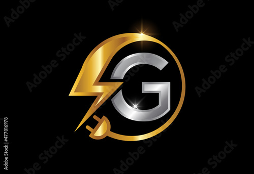 Electrical sign with the letter G, Electricity Logo, Power energy logo, and icon vector design