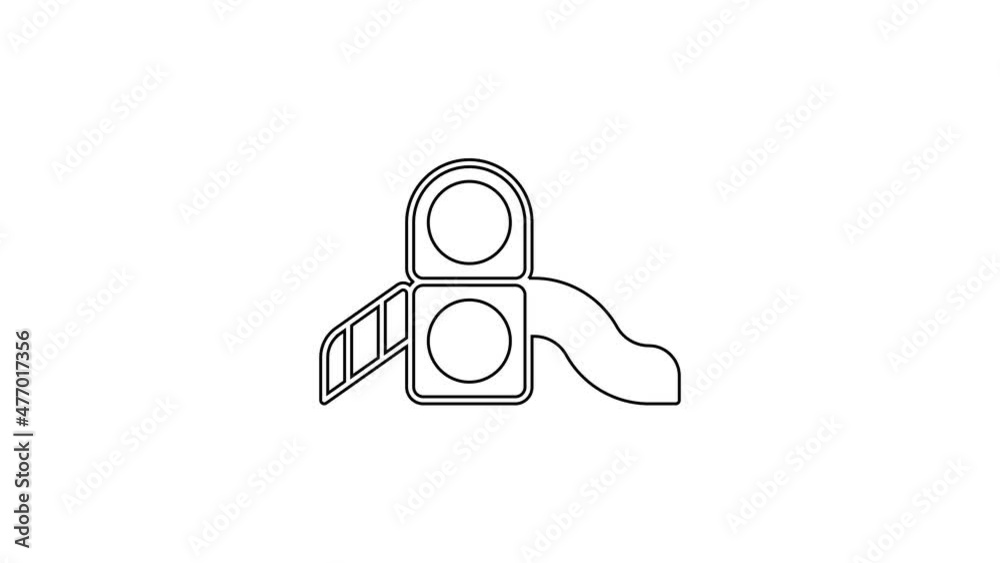 Black line Slide playground icon isolated on white background. Childrens slide. 4K Video motion graphic animation Black line Slide playground icon isolated on white background. Childrens slide. 4K Video motion graphic animation