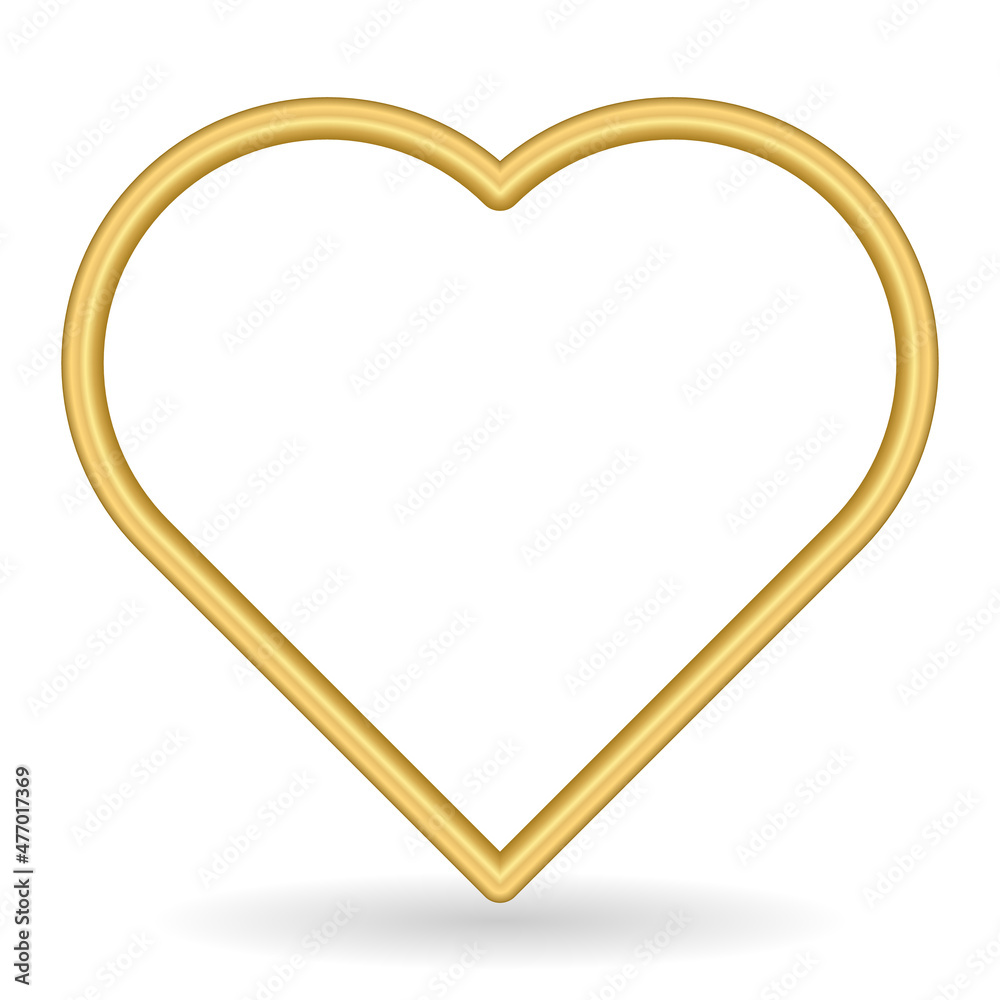 Abstract Golden Heart. Valentine's Day. In the Form of a Wire Abstract Golden Heart. Valentine's Day. In the Form of a Wire