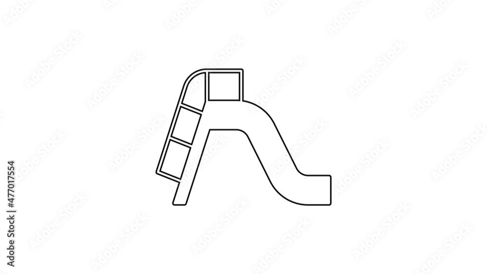 Black line Slide playground icon isolated on white background. Childrens slide. 4K Video motion graphic animation Black line Slide playground icon isolated on white background. Childrens slide. 4K Video motion graphic animation