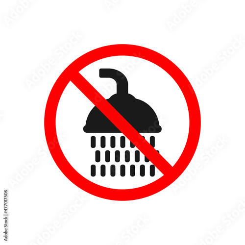 No shower icon. Shower prohibited. Illustration vector