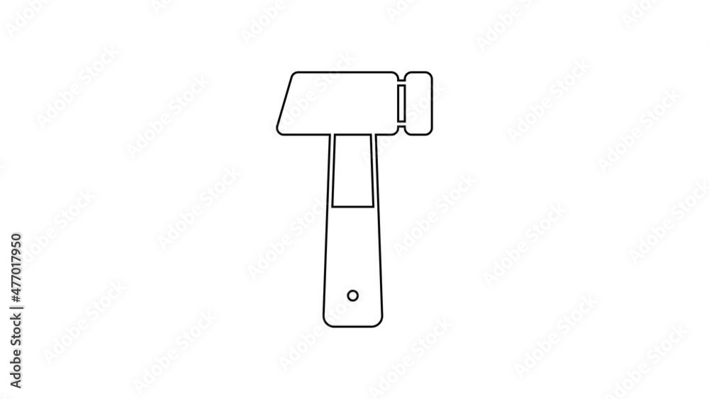 Black line Hammer icon isolated on white background. Tool for repair. 4K Video motion graphic animation Black line Hammer icon isolated on white background. Tool for repair. 4K Video motion graphic animation