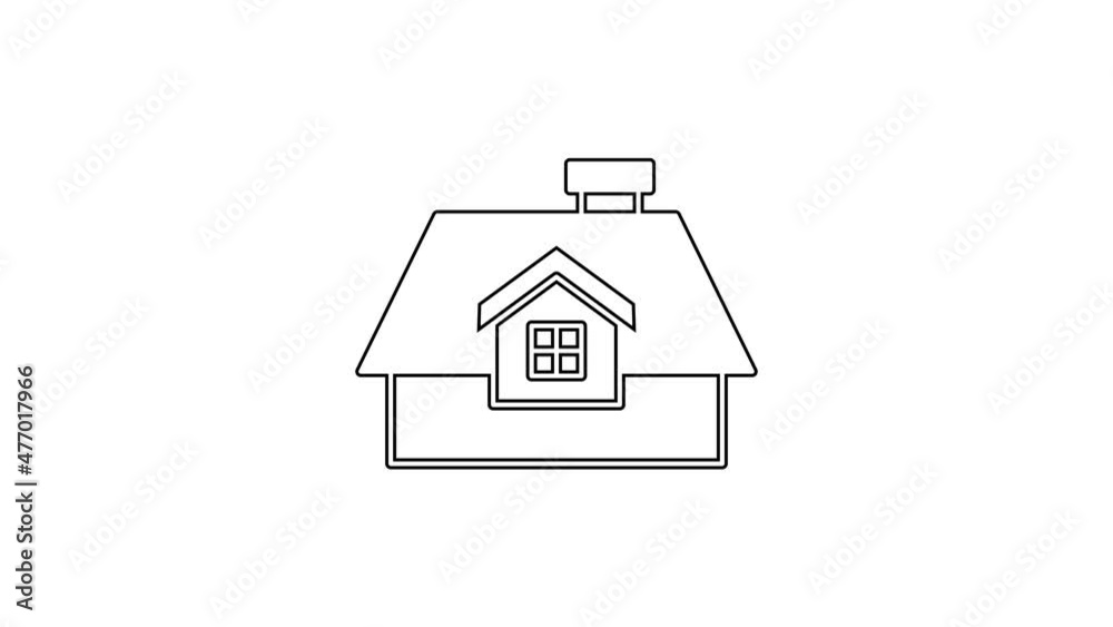 Black line House icon isolated on white background. Home symbol. 4K Video motion graphic animation Black line House icon isolated on white background. Home symbol. 4K Video motion graphic animation
