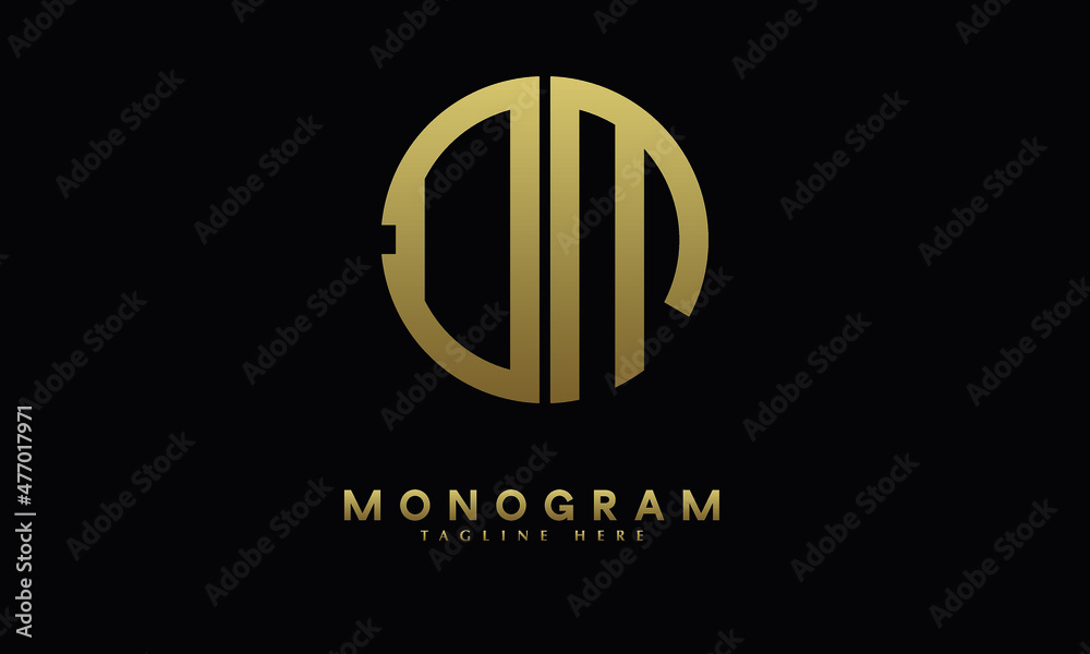 Alphabet DM or MD illustration monogram vector logo template in round shape