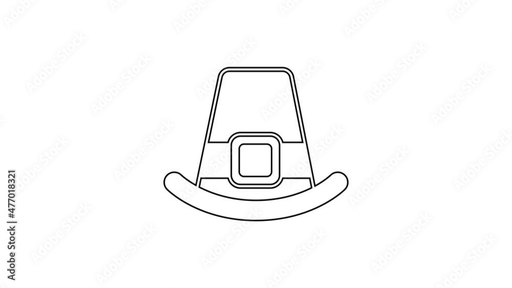 Black line Leprechaun hat icon isolated on white background. Happy Saint Patricks day. National Irish holiday. 4K Video motion graphic animation Black line Leprechaun hat icon isolated on white background. Happy Saint Patricks day. National Irish holiday. 4K Video motion graphic animation