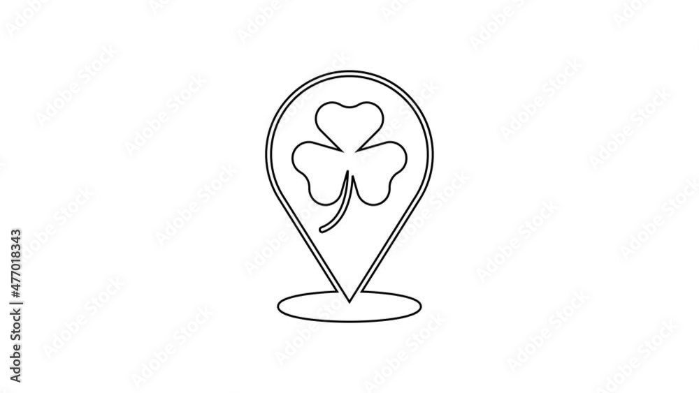 Black line Clover trefoil leaf icon isolated on white background. Happy Saint Patricks day. National Irish holiday. 4K Video motion graphic animation Black line Clover trefoil leaf icon isolated on white background. Happy Saint Patricks day. National Irish holiday. 4K Video motion graphic animation