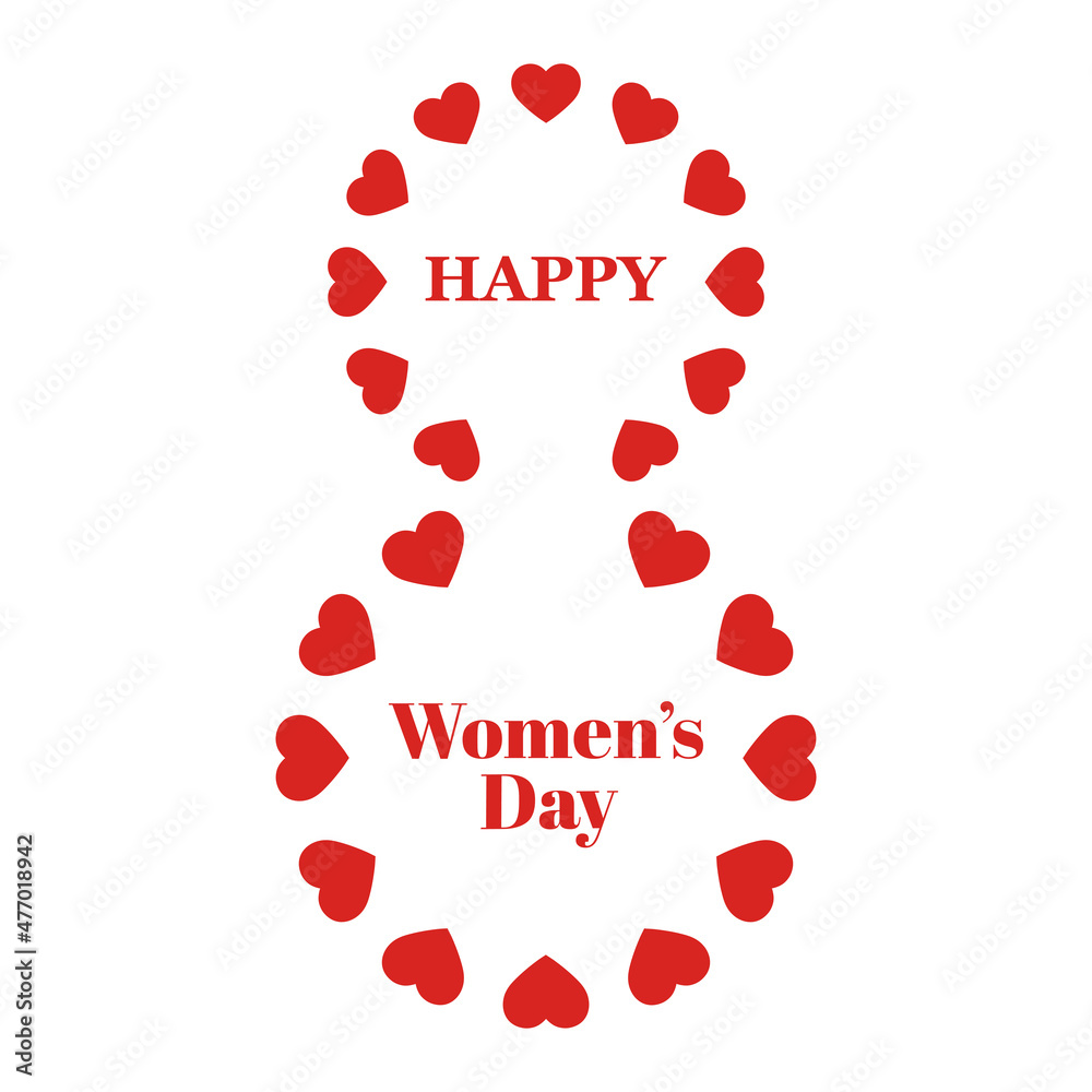 Illustration of International Women's Day 8 March on a white background