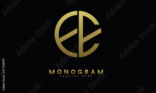 Alphabet EE or EE illustration monogram vector logo template in round shape