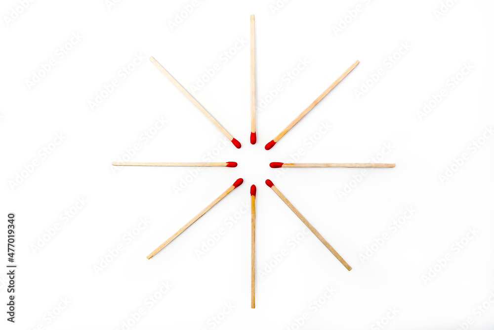 Matchsticks radially spaced on a white background. Different angle matchstick photography,
matchstick placed like a sun. Isolated on white with clipping path Matchsticks radially spaced on a white background. Different angle matchstick photography,
matchstick placed like a sun. Isolated on white with clipping path