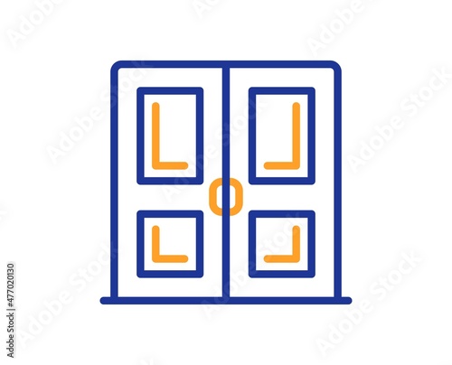 Door line icon. Building entrance sign. Exit doorway symbol. Colorful thin line outline concept. Linear style door icon. Editable stroke. Vector