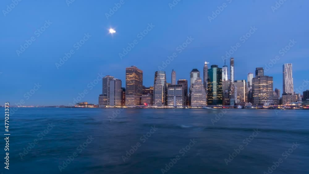 Early Morning Time Lapse of the Lit Up Manhattan Skyline Early Morning Time Lapse of the Lit Up Manhattan Skyline